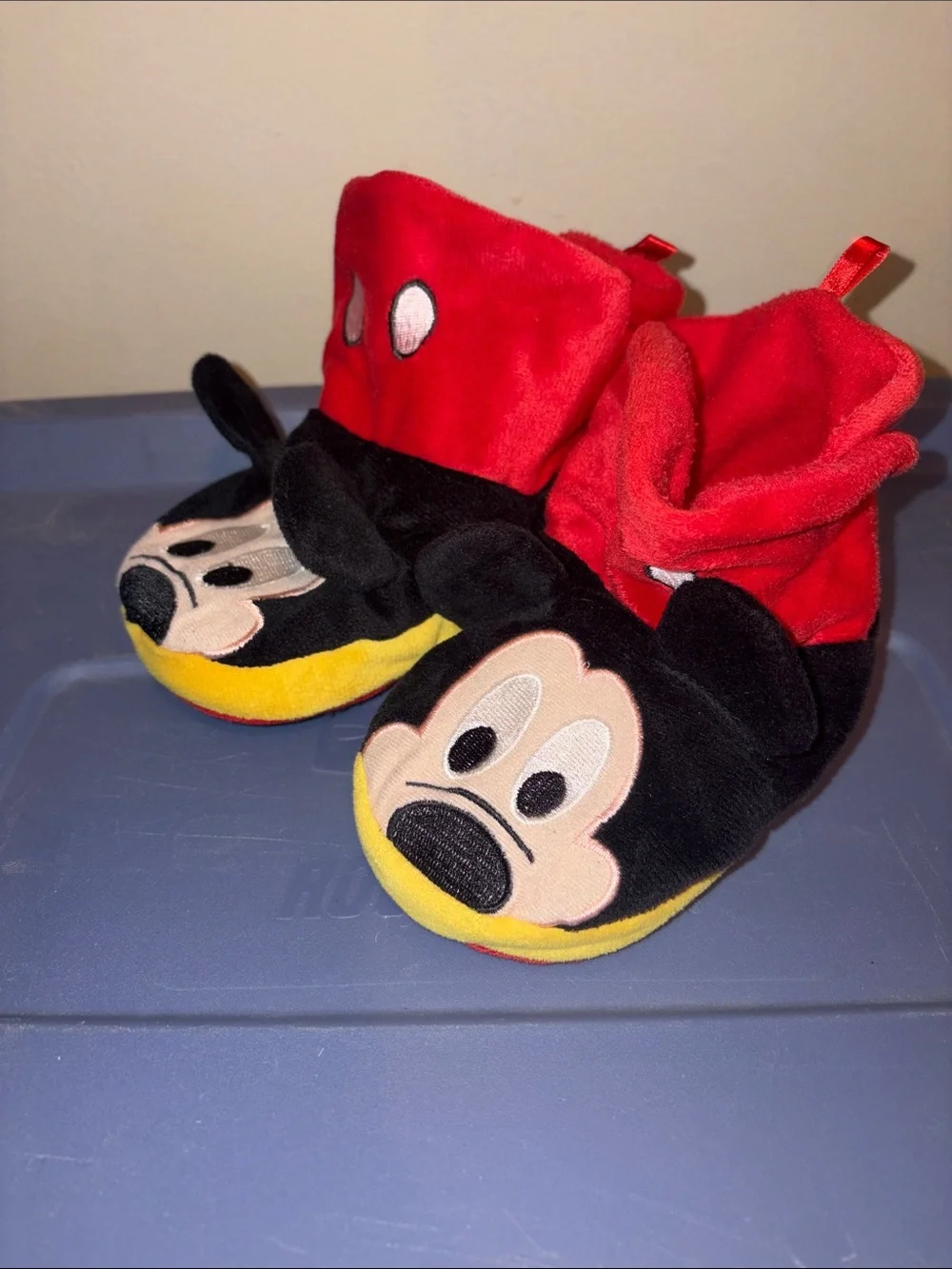 Disney Mickey Mouse Plush Slipper Boots in Red, Black, Yellow